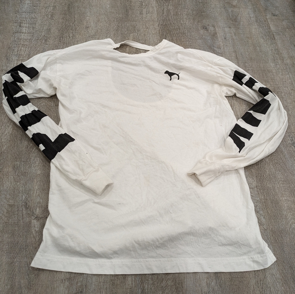 Victoria's Secret PINK White Open Back Long Sleeve T-shirt Size XS